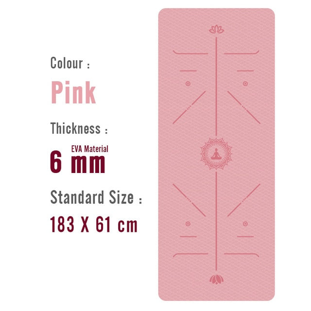 1830*610*6mm EVA Yoga Mat with Position Line Non Slip