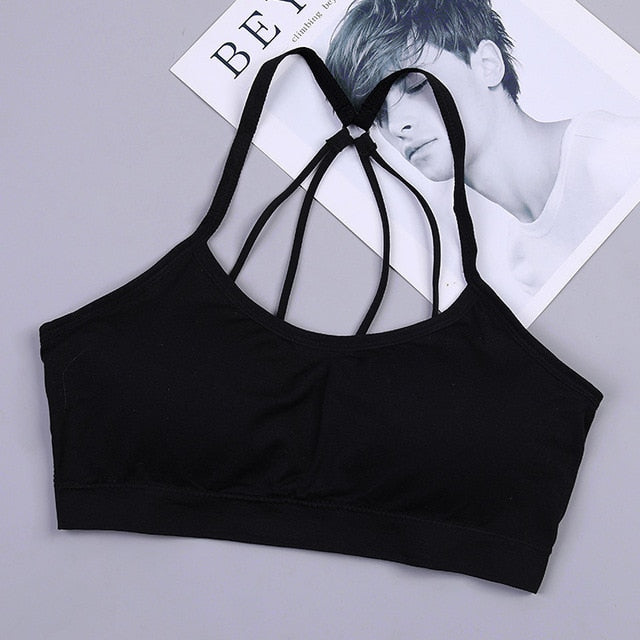 Women Sport Bra Fitness For Cup A-D Black White