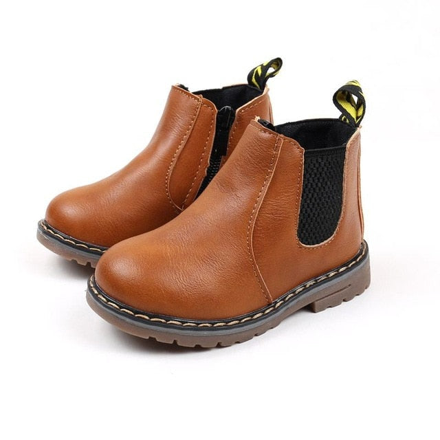 Children's Boots Fur Lined Short Ankle Waterproof Side Zipper Winter