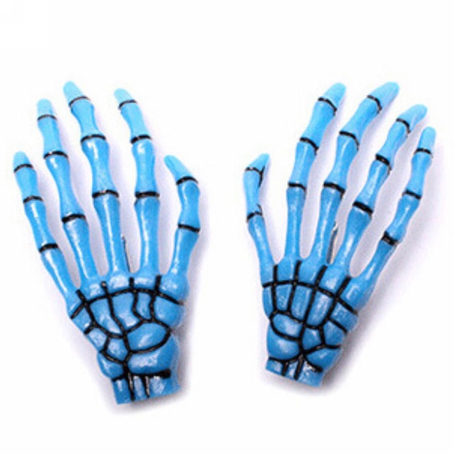 2 PCS/SET New Skull Hand Bone Hairpin Gripper Ghost Skeleton Hair Clips Hairclips Bone Claw Hair Accessories