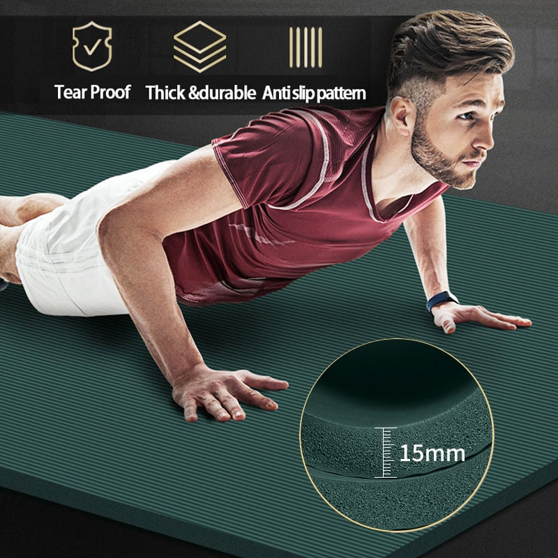 200*90cm 15mm Extra Thick NBR Yoga Mat For Gym Home Fitness Exercise