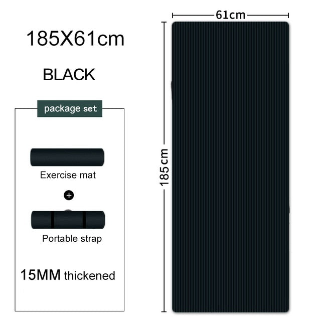 200*90cm 15mm Extra Thick NBR Yoga Mat For Gym Home Fitness Exercise