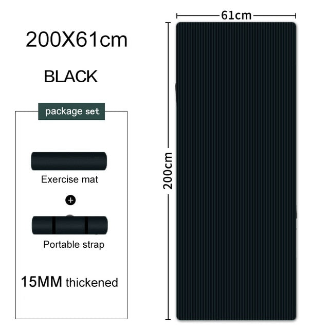 200*90cm 15mm Extra Thick NBR Yoga Mat For Gym Home Fitness Exercise