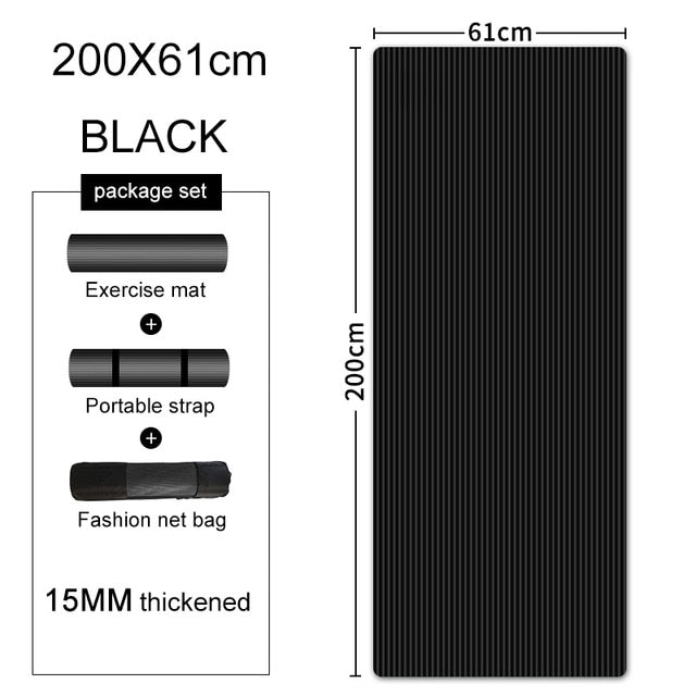 200*90cm 15mm Extra Thick NBR Yoga Mat For Gym Home Fitness Exercise
