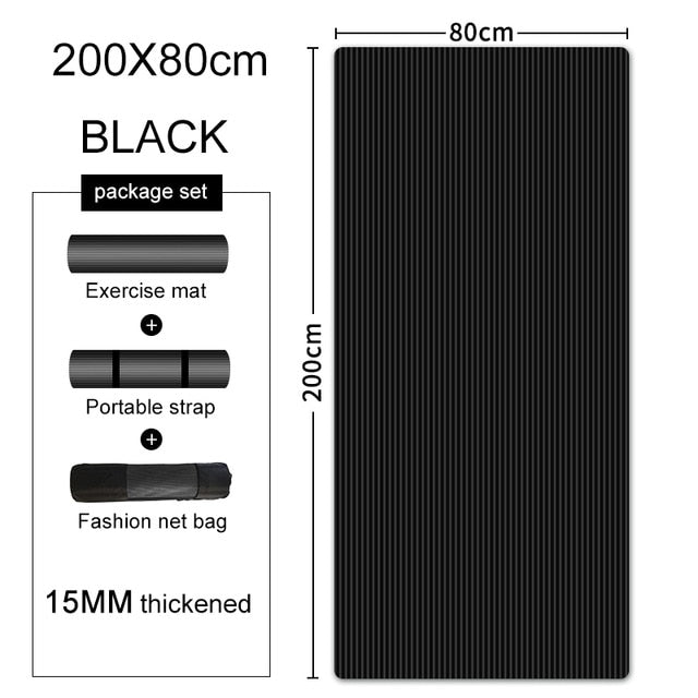 200*90cm 15mm Extra Thick NBR Yoga Mat For Gym Home Fitness Exercise