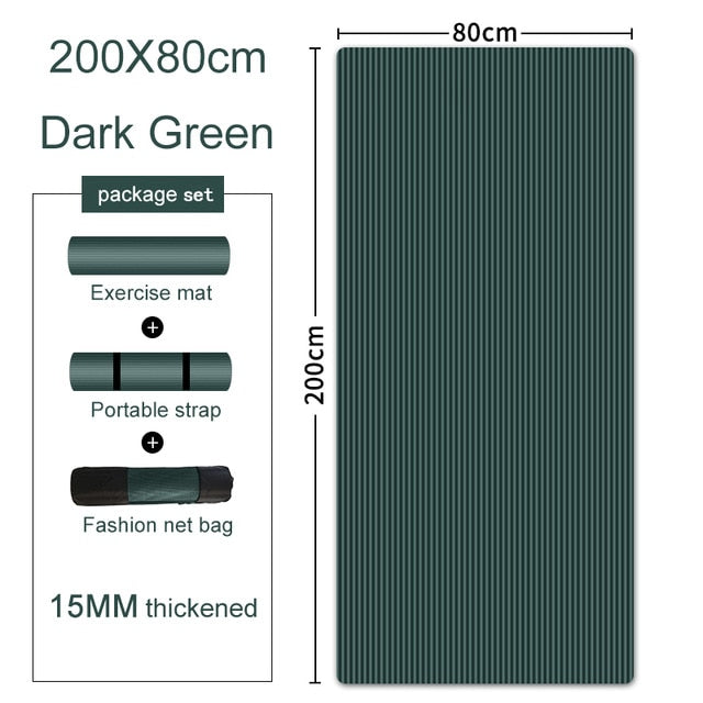 200*90cm 15mm Extra Thick NBR Yoga Mat For Gym Home Fitness Exercise