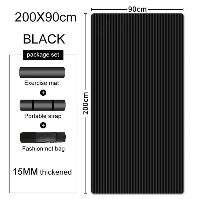200*90cm 15mm Extra Thick NBR Yoga Mat For Gym Home Fitness Exercise