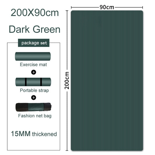 200*90cm 15mm Extra Thick NBR Yoga Mat For Gym Home Fitness Exercise