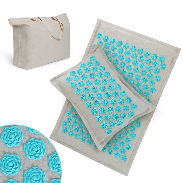 Spike Mat Acupressure Mat, Massage Mat Acupuncture Pillow Set Yoga Mat Needle Relieve Back, Neck and Sciatic Pain, Relax Muscles