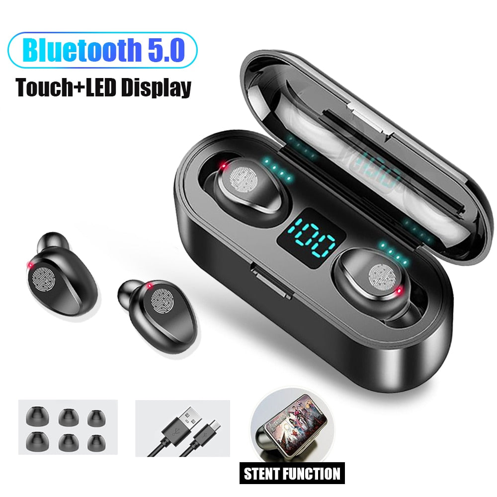F9 TWS Bluetooth 5.0 Wireless Earphones Headphone Touch Control