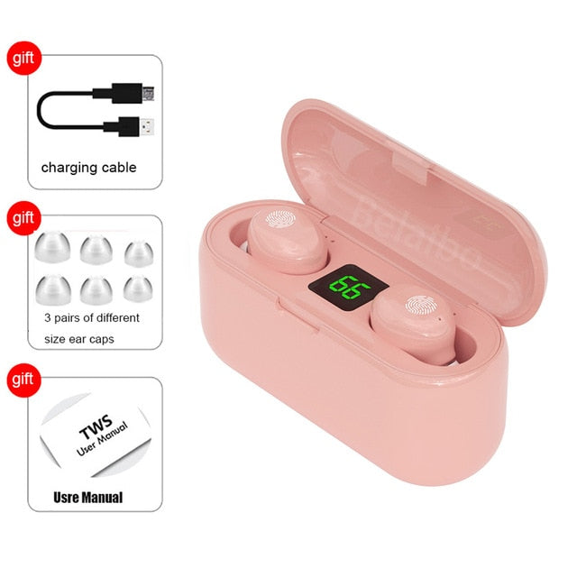 F9 TWS Bluetooth 5.0 Wireless Earphones Headphone Touch Control