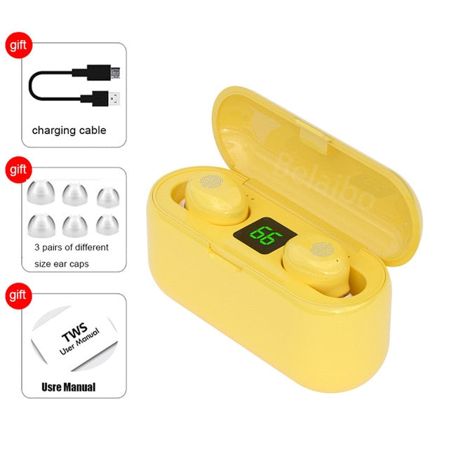 F9 TWS Bluetooth 5.0 Wireless Earphones Headphone Touch Control