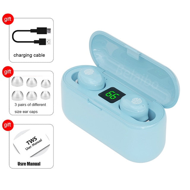F9 TWS Bluetooth 5.0 Wireless Earphones Headphone Touch Control