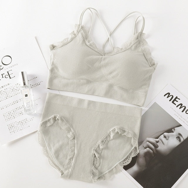Sexy Women Bra Panties Set Letter Strap Seamless Lingerie Set