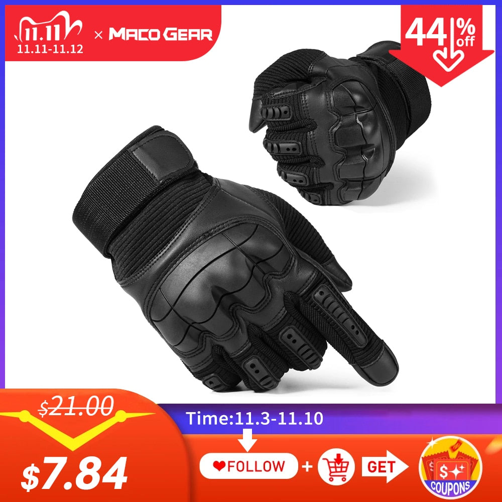 Touch Screen Hard Knuckle Tactical Gloves PU Leather Airsoft Outdoor Sport