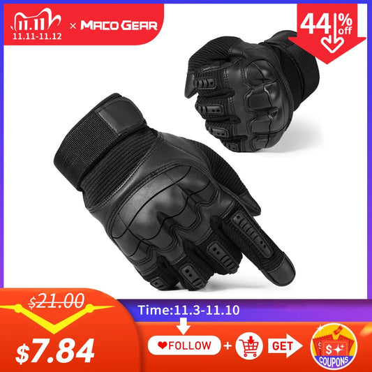 Touch Screen Hard Knuckle Tactical Gloves PU Leather Airsoft Outdoor Sport