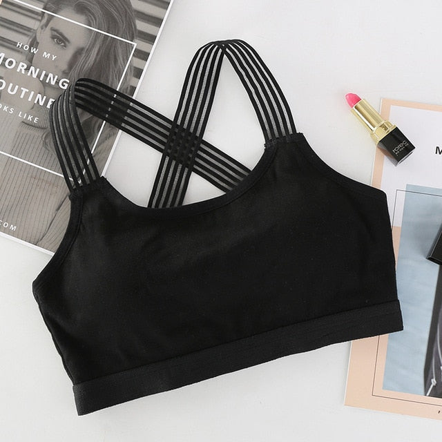 Sexy Cross Back Straps Sports Bra Shockproof Breathable