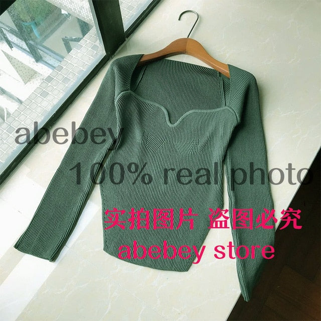2021 new spring and summer fashion women clothes cashmere square collar full sleeves1