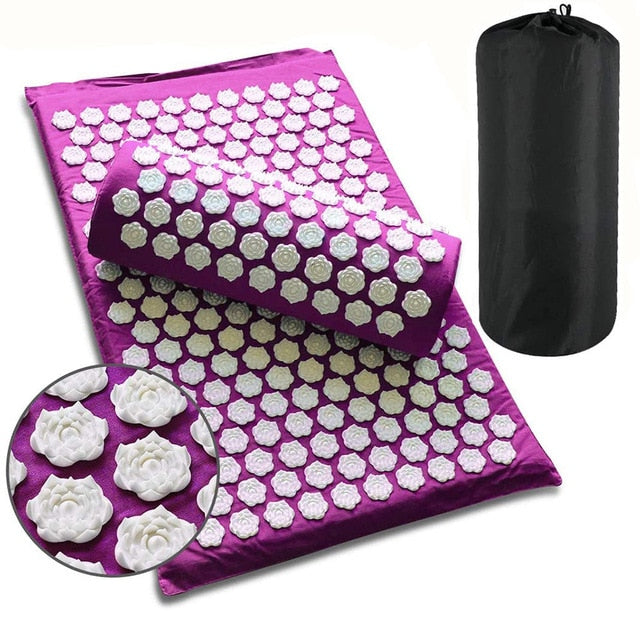 Lotus Acupuncture Massager Mat Set Relieve Stress Back Pain