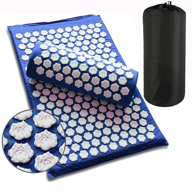 Lotus Acupuncture Massager Mat Set Relieve Stress Back Pain