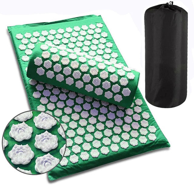 Lotus Acupuncture Massager Mat Set Relieve Stress Back Pain