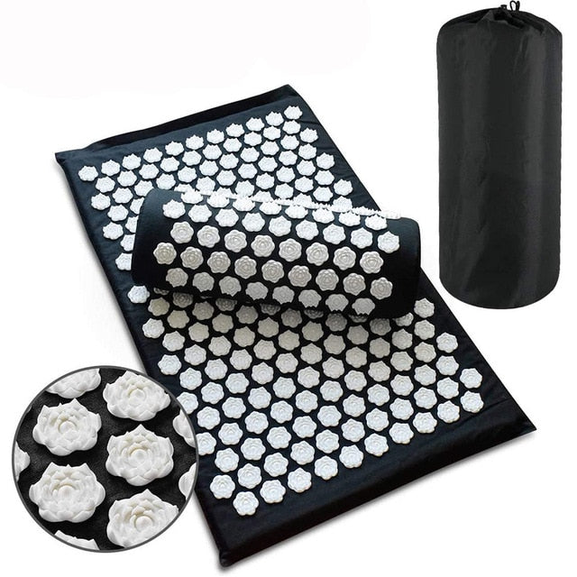 Lotus Acupuncture Massager Mat Set Relieve Stress Back Pain