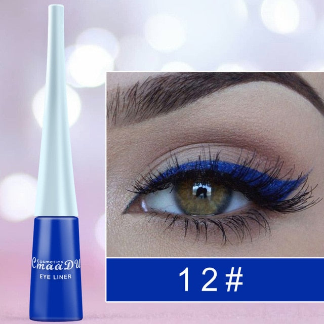 Cmaadu colorful liquid eyeliner blue waterproof long lasting liquid eyeliner diamond matte eyeliner gel cosmetics HF153