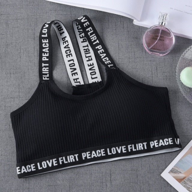 Letter Sports Bra Top Push Up Fitness Running Yoga Bra Underwear Cotton Sport Tops For Women Gym Wear Solid Women Sportswear