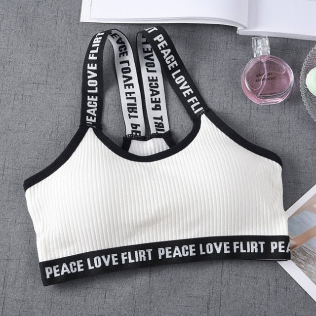 Letter Sports Bra Top Push Up Fitness Running Yoga Bra Underwear Cotton Sport Tops For Women Gym Wear Solid Women Sportswear