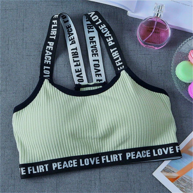 Letter Sports Bra Top Push Up Fitness Running Yoga Bra Underwear Cotton Sport Tops For Women Gym Wear Solid Women Sportswear