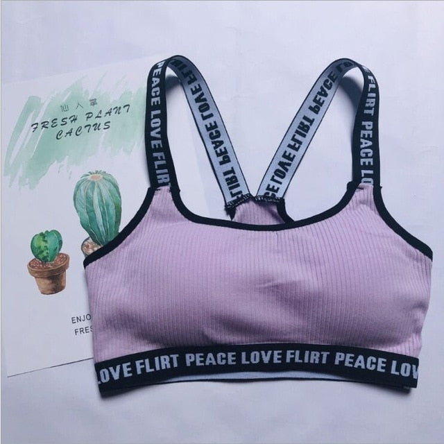 Letter Sports Bra Top Push Up Fitness Running Yoga Bra Underwear Cotton Sport Tops For Women Gym Wear Solid Women Sportswear