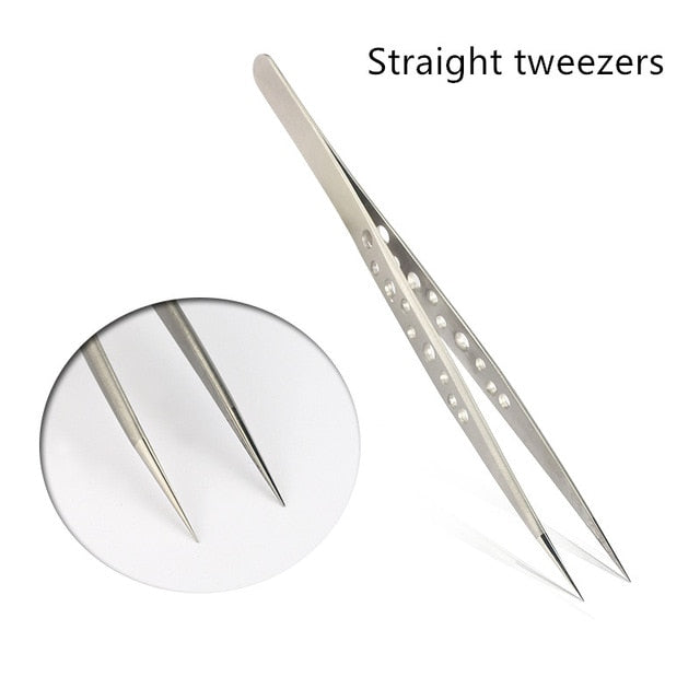 1 Pcs Eyelashes Tweezers Stainless Steel superhard Tweezers High Precision Anti-static tweezers for Eyelash Extensions