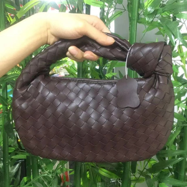 2021 Fashion Handmade Woven Bag Luxury Woven Leather Printed Shoulder Bag Lady Crossbody Hobo PU Knotted Handle Casual Handbag