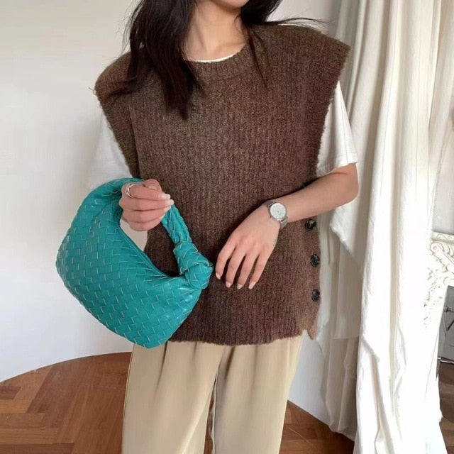 2021 Fashion Handmade Woven Bag Luxury Woven Leather Printed Shoulder Bag Lady Crossbody Hobo PU Knotted Handle Casual Handbag
