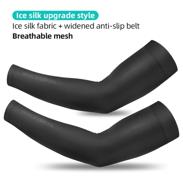 ROCKBROS Ice Fabric Runnling Camping Arm Warmers Basketball Sleeve Running Arm Sleeve Cycling Sleeves Summer Sports Safety Gear