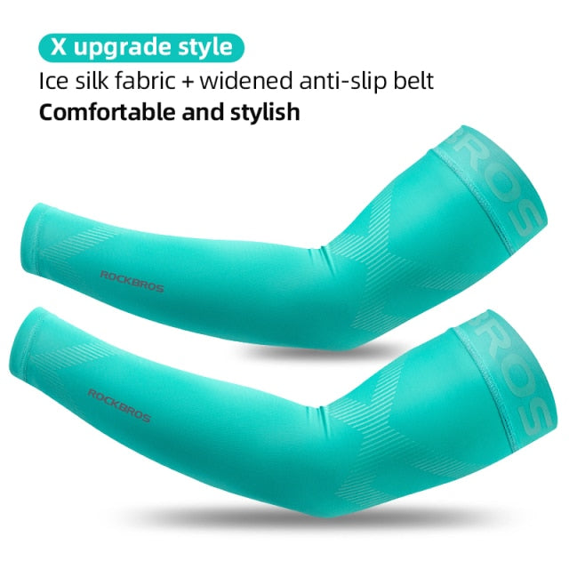 ROCKBROS Ice Fabric Runnling Camping Arm Warmers Basketball Sleeve Running Arm Sleeve Cycling Sleeves Summer Sports Safety Gear