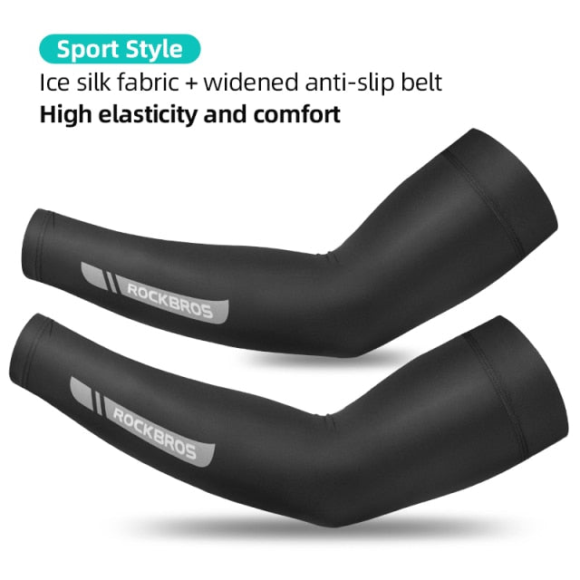 ROCKBROS Ice Fabric Runnling Camping Arm Warmers Basketball Sleeve Running Arm Sleeve Cycling Sleeves Summer Sports Safety Gear