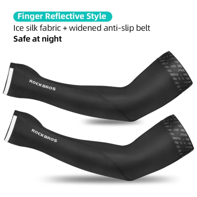 ROCKBROS Ice Fabric Runnling Camping Arm Warmers Basketball Sleeve Running Arm Sleeve Cycling Sleeves Summer Sports Safety Gear
