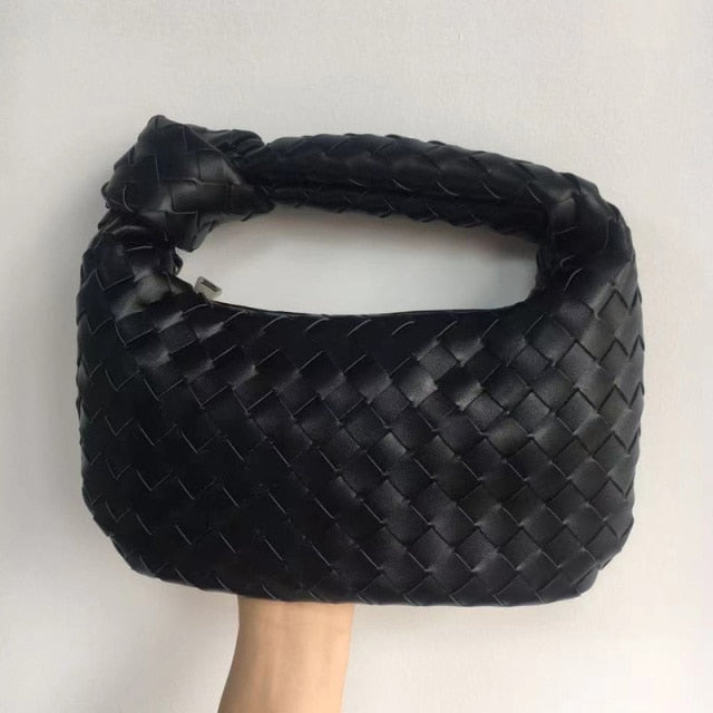2021 Fashion Handmade Woven Bag Luxury Woven Leather Printed Shoulder Bag Lady Crossbody Hobo PU Knotted Handle Casual Handbag