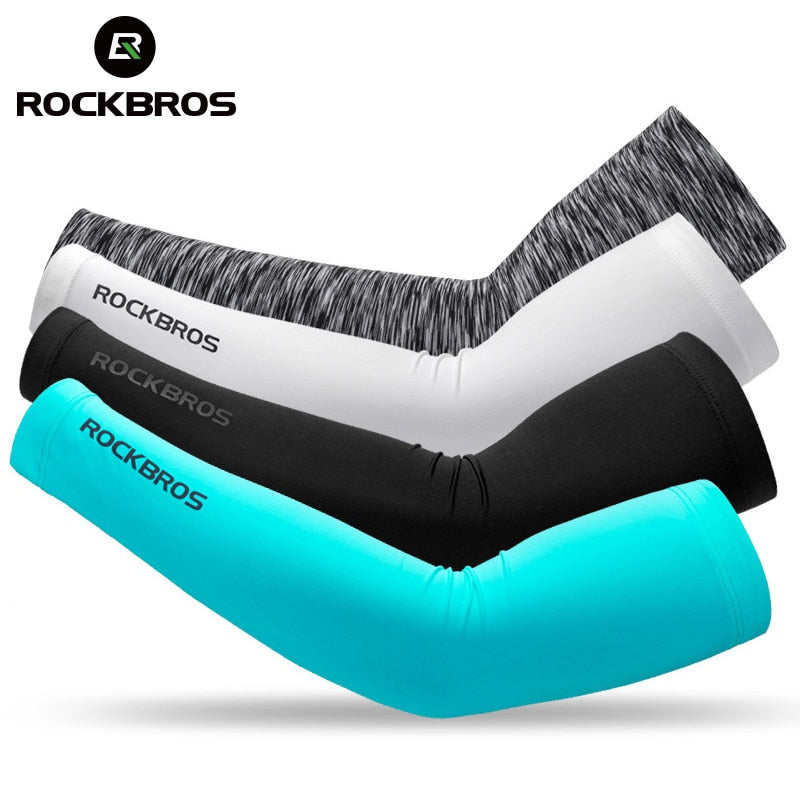 ROCKBROS Ice Fabric Runnling Camping Arm Warmers Basketball Sleeve Running Arm Sleeve Cycling Sleeves Summer Sports Safety Gear
