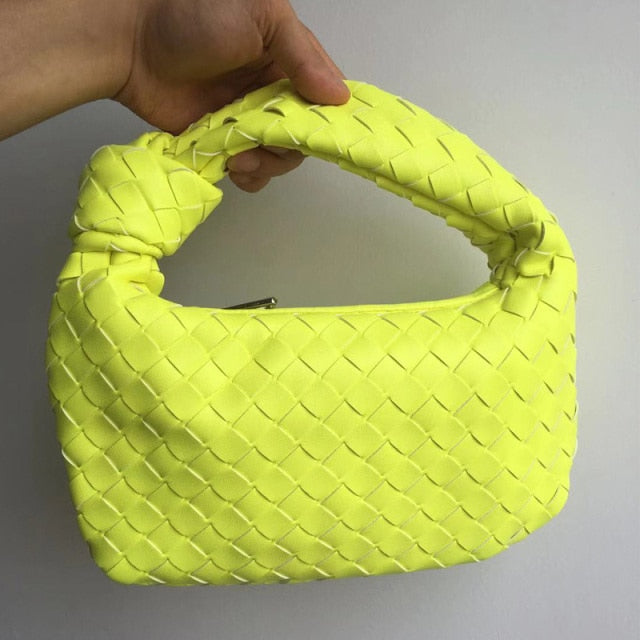 2021 Fashion Handmade Woven Bag Luxury Woven Leather Printed Shoulder Bag Lady Crossbody Hobo PU Knotted Handle Casual Handbag