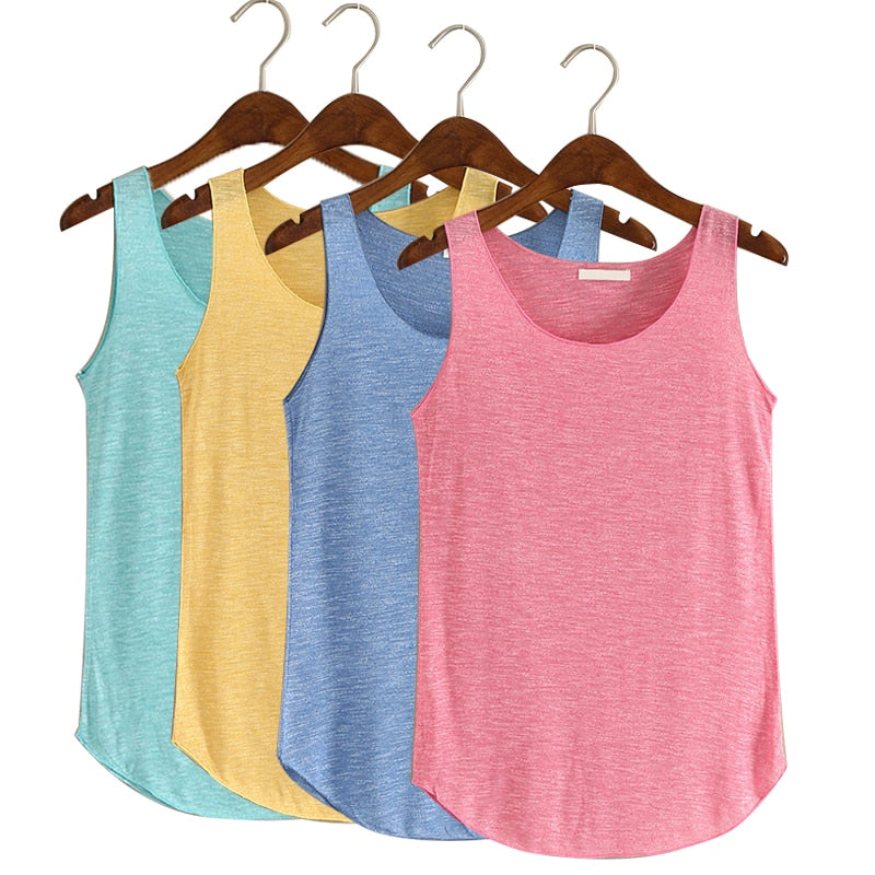 2021 Women's Tube Top For Girls Female Tank Tops Summer Loose Casual O-Neck Sleeveless T-Shirt Fashion Solid Color Cotton Vest