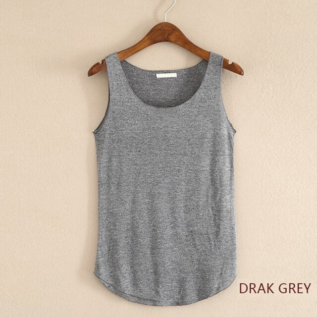 2021 Women's Tube Top For Girls Female Tank Tops Summer Loose Casual O-Neck Sleeveless T-Shirt Fashion Solid Color Cotton Vest