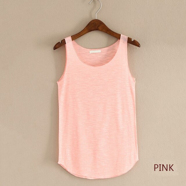 2021 Women's Tube Top For Girls Female Tank Tops Summer Loose Casual O-Neck Sleeveless T-Shirt Fashion Solid Color Cotton Vest