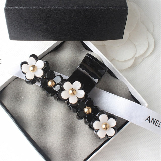 Women Plastic Flower Banana Clips for Women Twist Ponytail Holder Chic Hairpin Hair Claw Girls Barrettes Hair Accessories