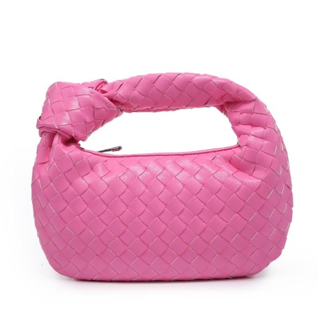2021 Fashion Handmade Woven Bag Luxury Woven Leather Printed Shoulder Bag Lady Crossbody Hobo PU Knotted Handle Casual Handbag