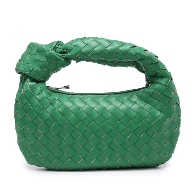2021 Fashion Handmade Woven Bag Luxury Woven Leather Printed Shoulder Bag Lady Crossbody Hobo PU Knotted Handle Casual Handbag