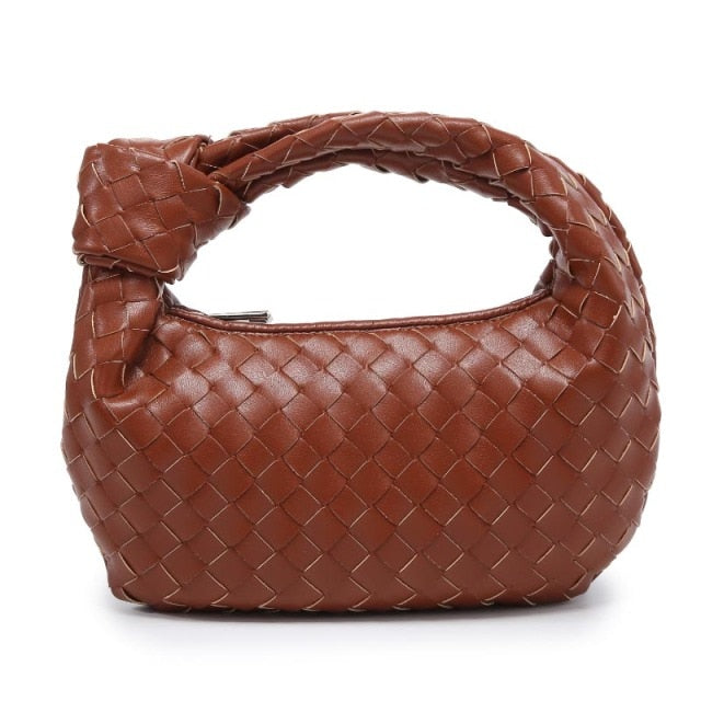 2021 Fashion Handmade Woven Bag Luxury Woven Leather Printed Shoulder Bag Lady Crossbody Hobo PU Knotted Handle Casual Handbag
