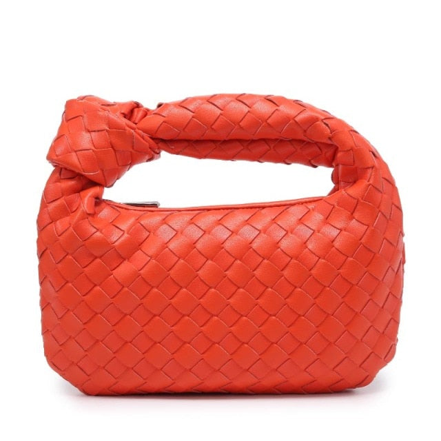 2021 Fashion Handmade Woven Bag Luxury Woven Leather Printed Shoulder Bag Lady Crossbody Hobo PU Knotted Handle Casual Handbag