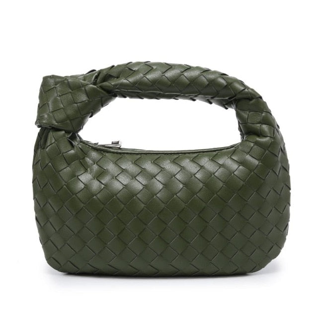 2021 Fashion Handmade Woven Bag Luxury Woven Leather Printed Shoulder Bag Lady Crossbody Hobo PU Knotted Handle Casual Handbag